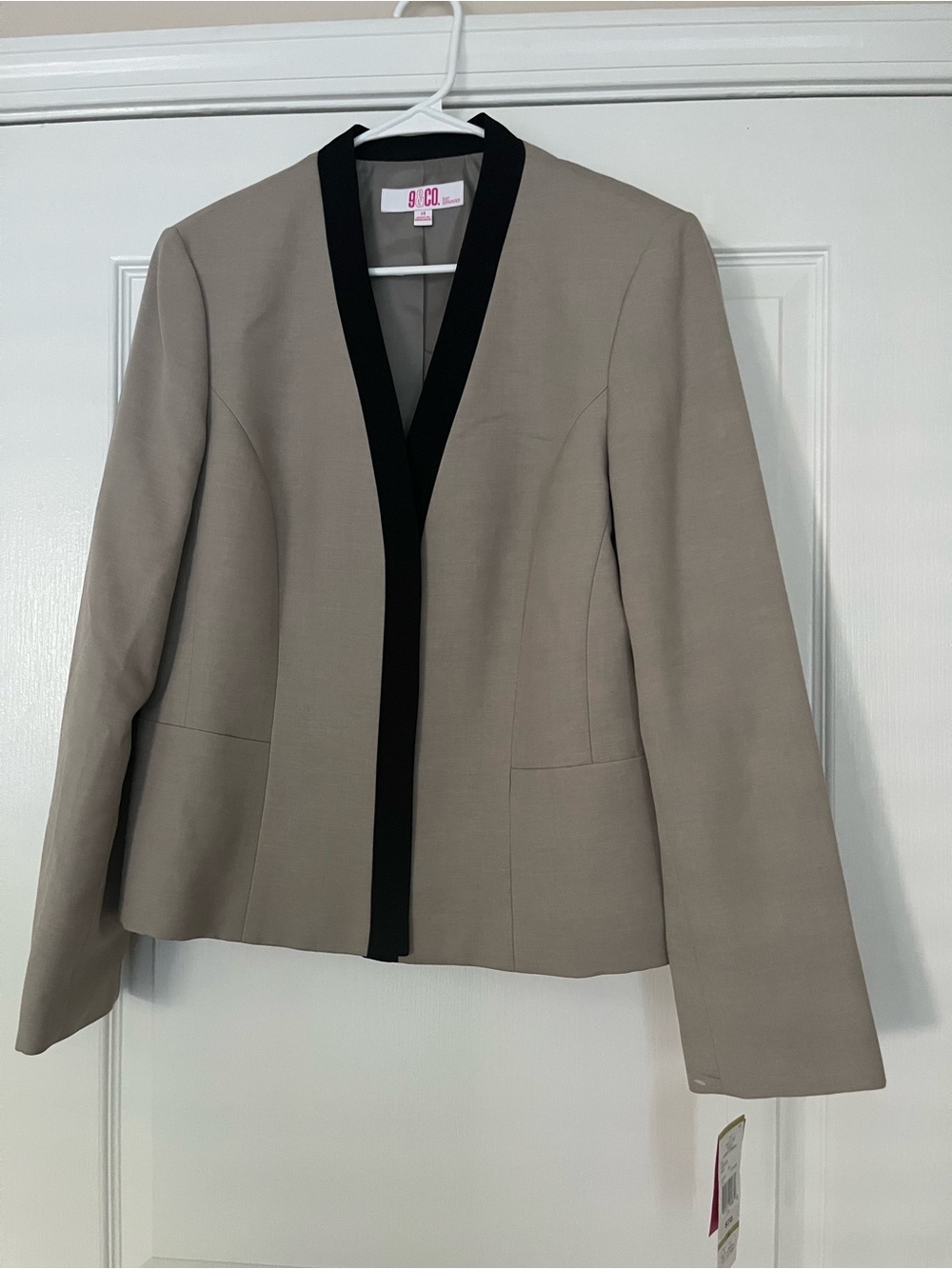 9 & Co. Taupe Blazer with Black Trim